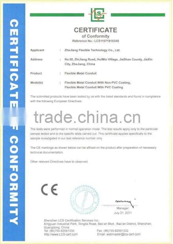pvc coated interlocked metal flexible conduit