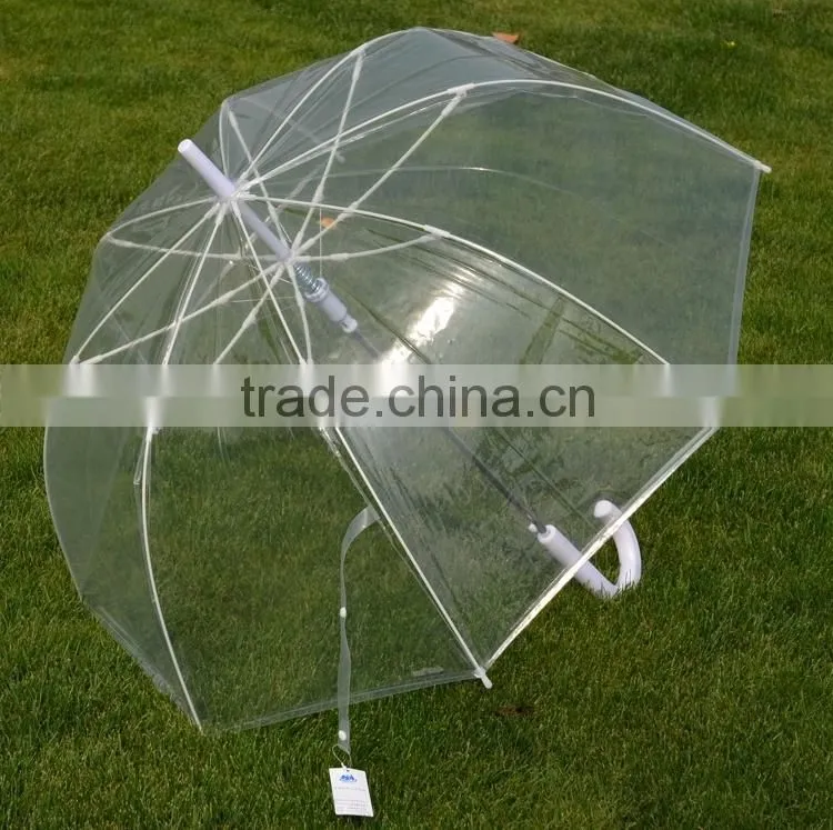 white bubble fiberglasss strengthened bell shape straight auto open umbrella