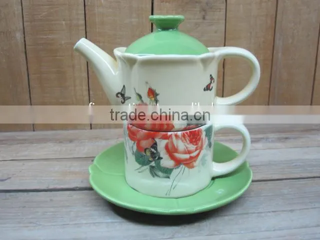 Ceramic Coffee/ Tea Mugs Set with Sugar Pot in Round Tray