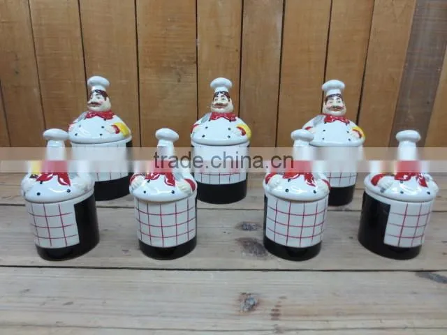 chef emboss ceramic food storage pot / jar