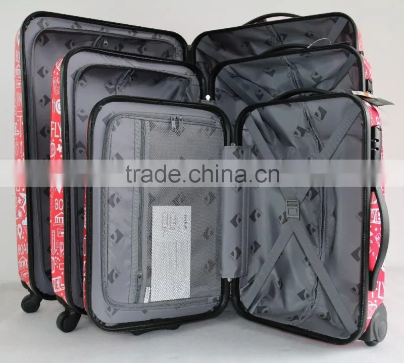 Beautiful Printed ABS+PC trolley luggage case