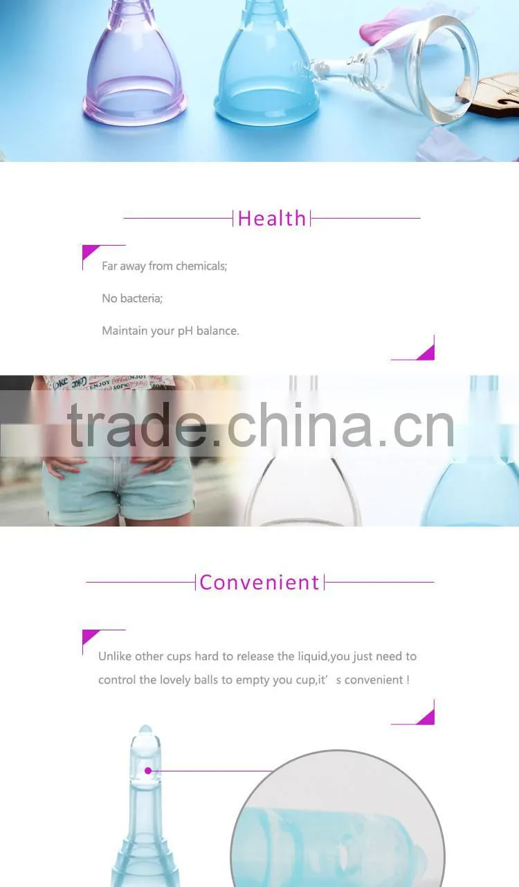 new innovative product 2015 silicone menstural cup for lady