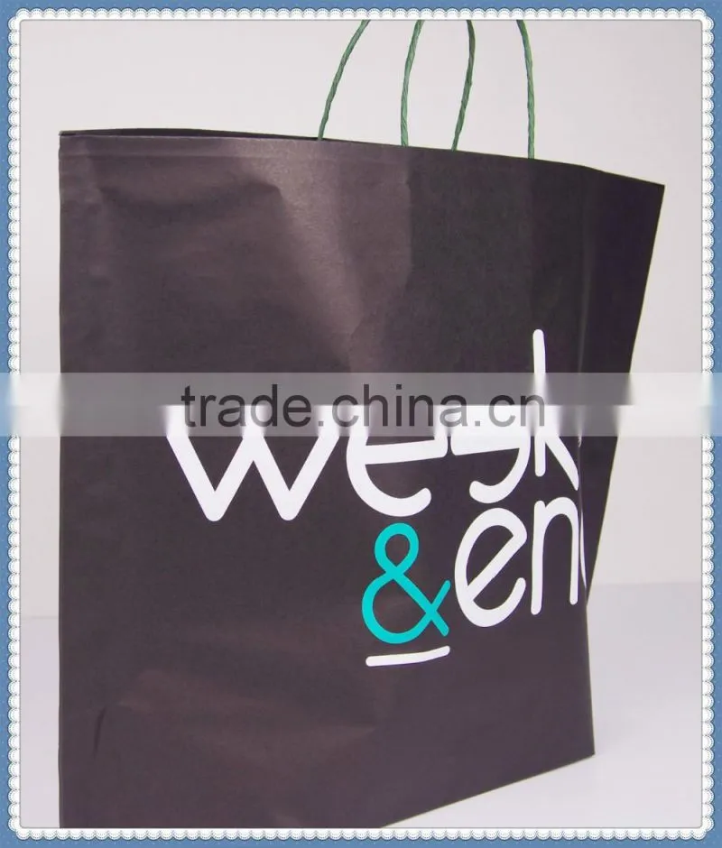 White kraft paper bag flexo printing fashionable and competitive price twisted patch handle