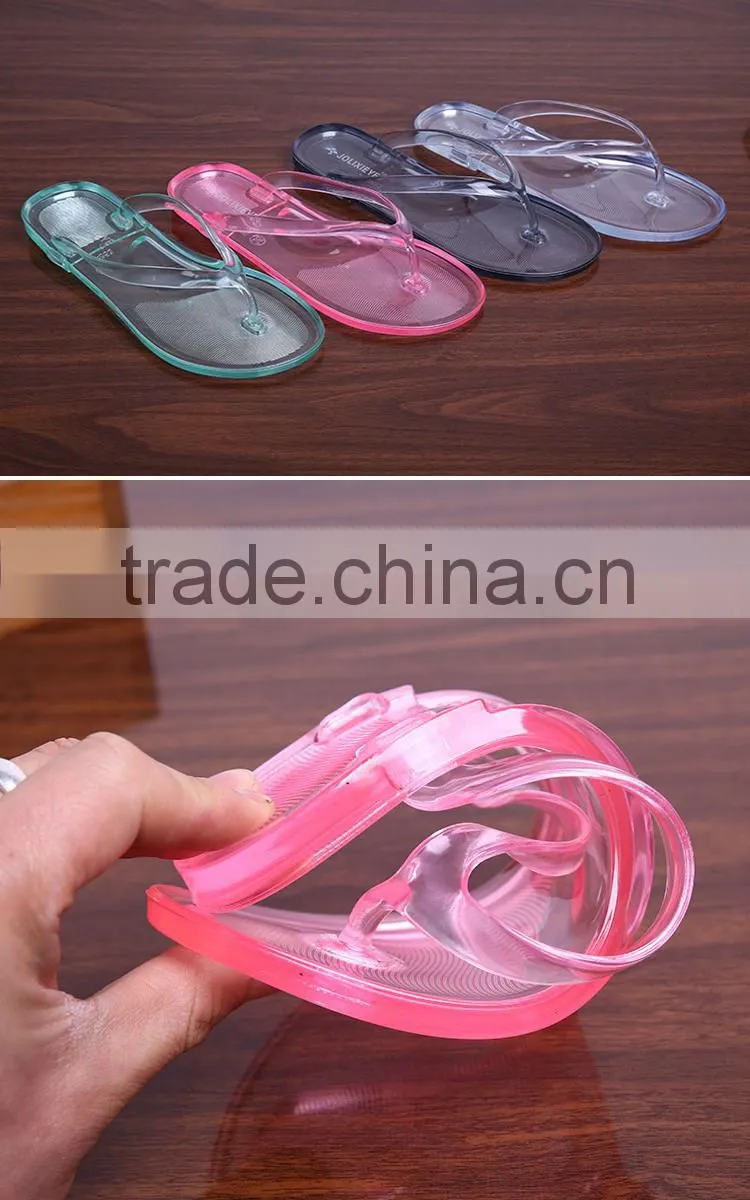 2015 women summer flip flops casual sandals flats slippers beach sandals transparent clear flip flops free shipping