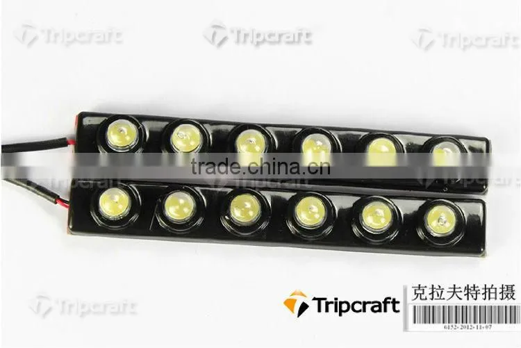 New 2X Car DIY 6 LED DRL Daytime Running Light Lamp Bar Soft Head Car Light Super White