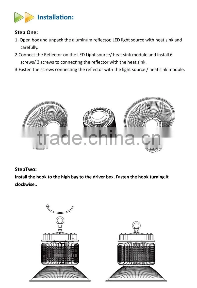 110V/120V 5000K 100W 150W 200W 250W UL DLC approved LED High Bay Lights, industrial/warehouse LED light