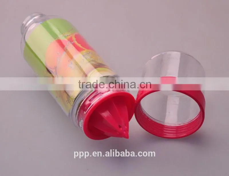 fruit infuser water bottle/ plastic lemon water bottle/ insulated plastic water bottle