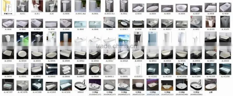 Solid Surface Table Top Man-made Stone Pedestal Basin, artificial stone Freestanding wash basin