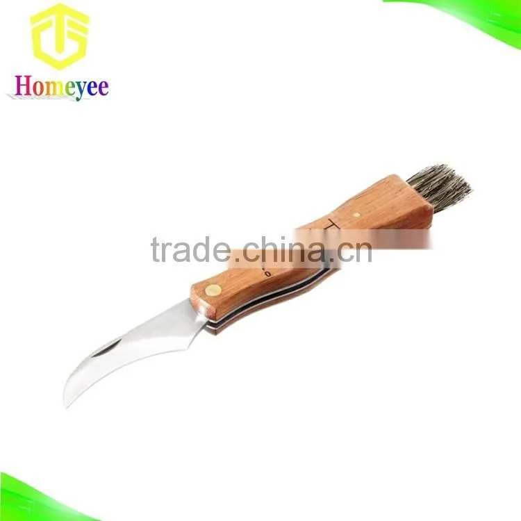 Mushroom Folding Pocket Knife , Hunter Knife With Brush