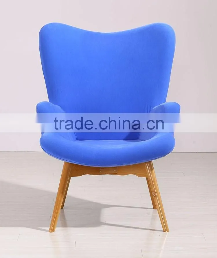 2016 Liansheng stylish wood lounge chair with fabric covered cushion seat leisure chair