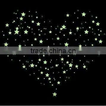 heart shape glow in dark sticker