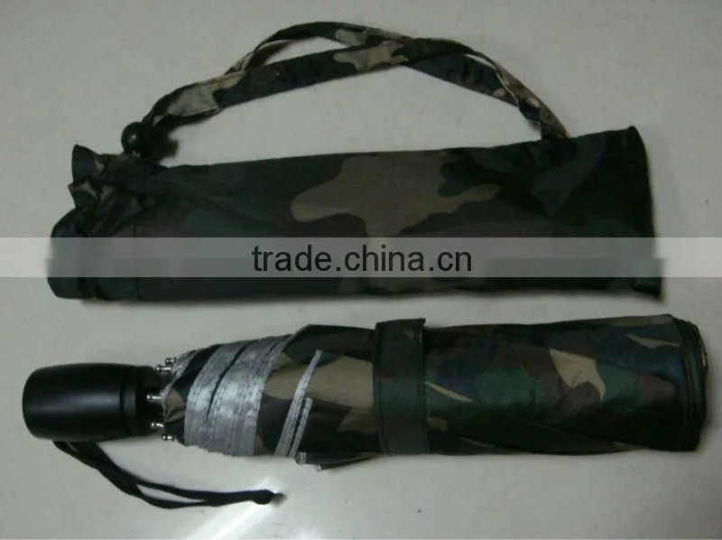 flexible handle aluminum camouflage 3 folding auto umbrella