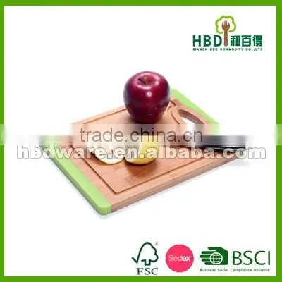 Non-slip Wood bamboo cutting board with silicone edge, bamboo and silicone cutting board