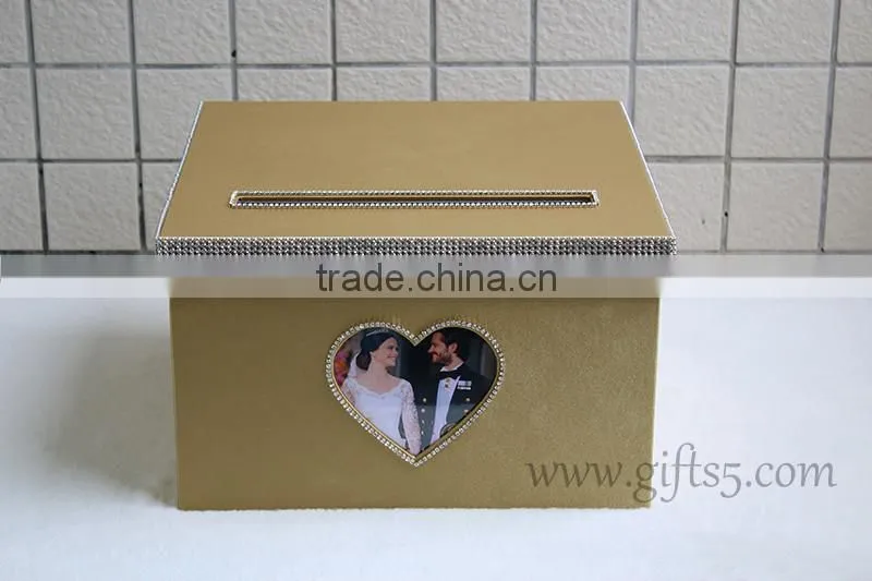 Excellent gold storage boxes / wedding card boxes with photo frame