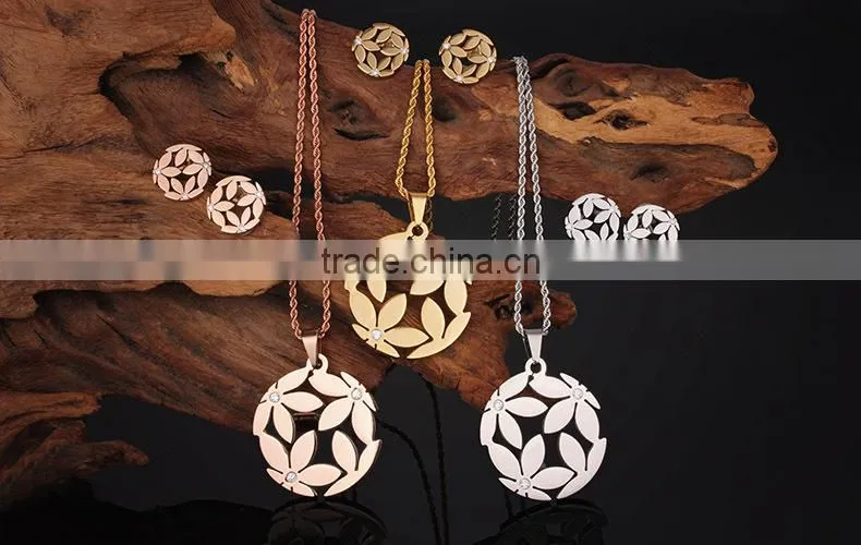 fashion cheap 24 carat gold plated earrings pendant jewelry set made in china