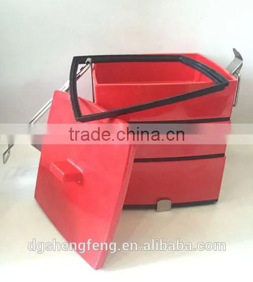 Vintage Insulated Melamine Stainless Steel Tiffin Bento Box Tiered Stacked Lunch Box Container