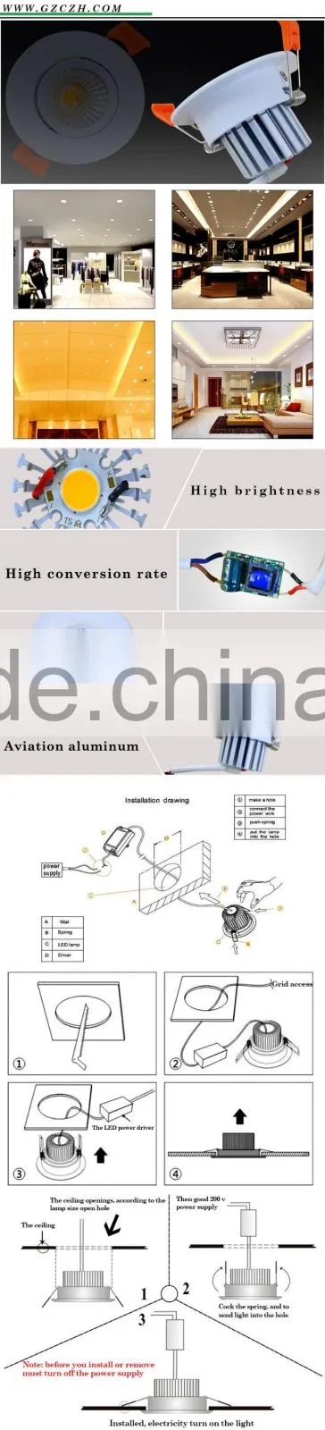 Factory price modern ceiling light 3w 5w 7w 12w 18w round led ceiling light