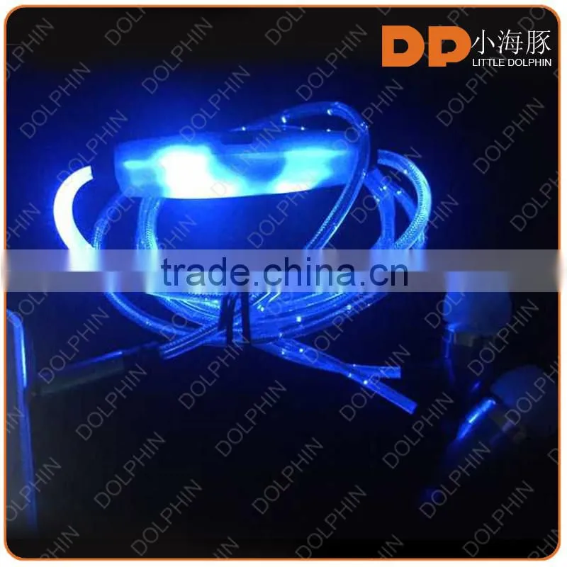 innovative product sport earbuds glowing headphones visible flow LED light headphones with rechargable battery for meizu