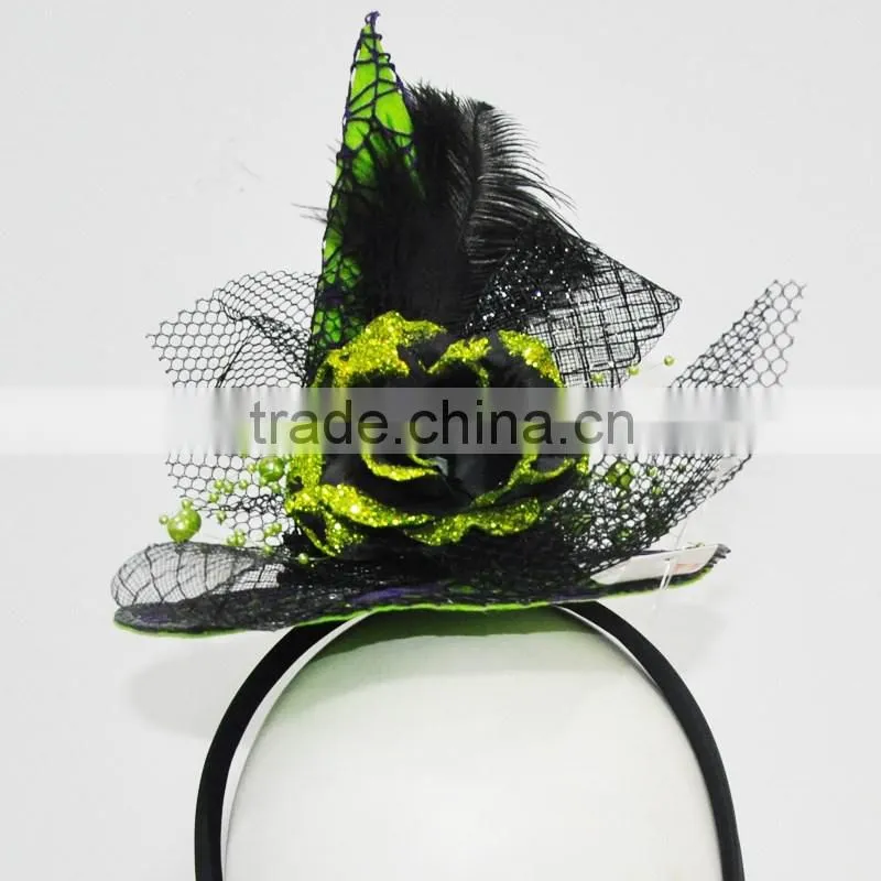 Green headband with glitter rose for party supplies