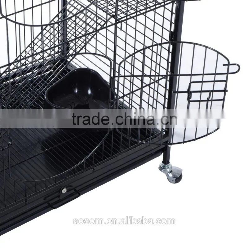 Pawhut 37" 4 Level Indoor Hutch Small Animal Cage - Black