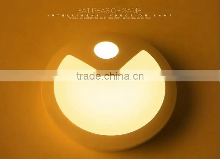 LED Wall lamp Creative Eat Peas Body Sensor USB Night Light Charging Bedroom Corridor LED Optically Controlled Wall Lamp