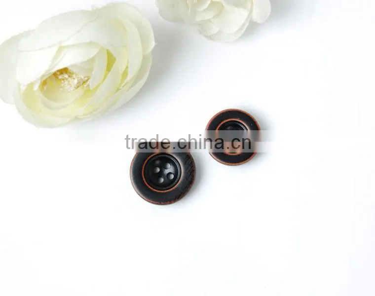 4 holes black tumbling bowl shape wooden button