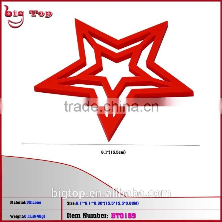 BT0189 Wholesale Silicone Star Shapes Heat Resistant Table Mat Silicone Trivet Pot Holder Silicone Cup Mat