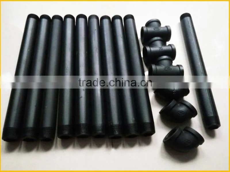 black malleable cast iron pipe fittings floor flanges and elbow tees