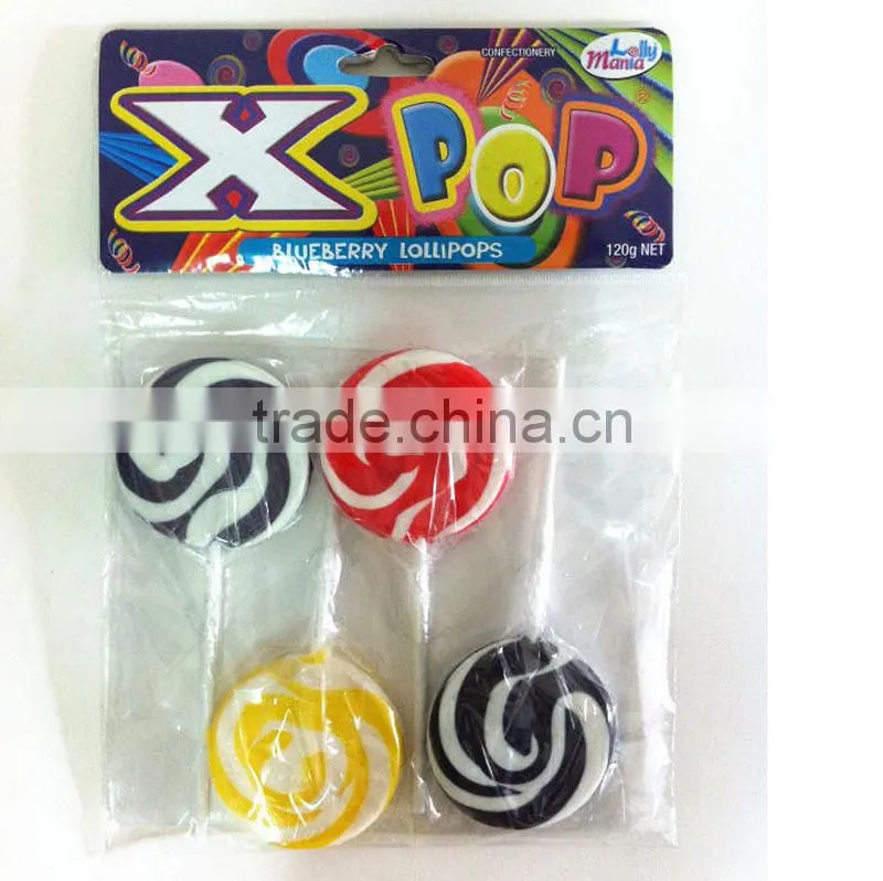 Bag Wrapped Fruit Flavour Sweets Flat Zubi Swirl Rainbow Lollipop