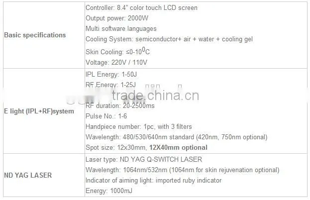 Convenient ipl laser tattoo freckles hair removing equipment 8'' color touch screen