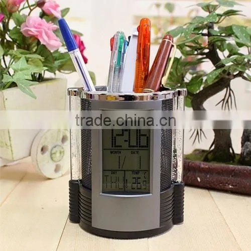 pen holder with flashing colour LED and calendar