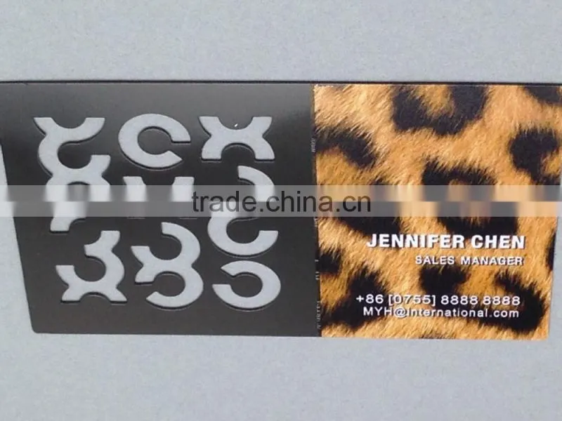 Mirror finish Leopard printed cut member card metal business card
