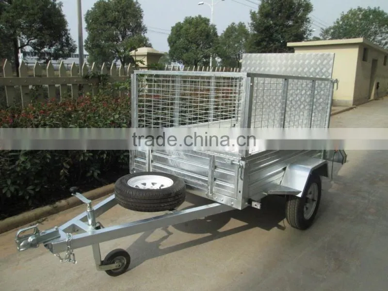 2016 Top 1 Hot Sale !!!!7x4ft Hot Dipped Galvanized Aluminium Ramp Caged Box Trailer