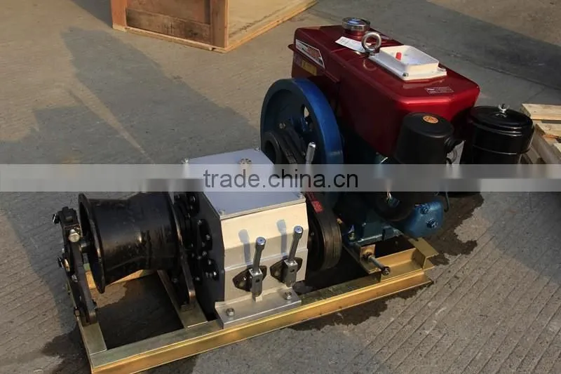 High speed compact structure petrol/diesel engine powered winch