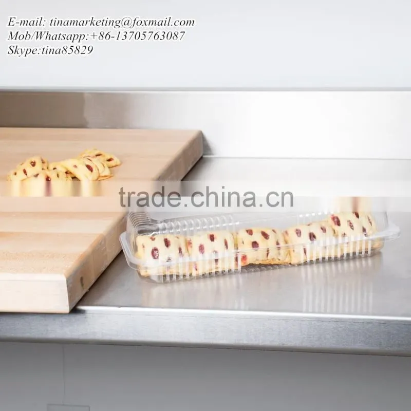 Clear Hinged Plastic Clamshell Food Container, Take Out Packaging Box for Cake, Cookie, Bread, Cheap Price