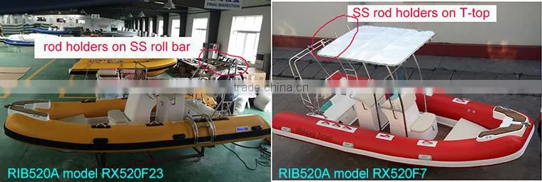 China manufacturer made new 17ft RIB rigid hypalon inflatable sport fishing boats for sale with Japan outboard engine motor