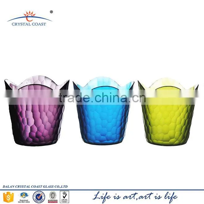 cylinder clolored mosaic glass jar candle; wax glass jar for candle