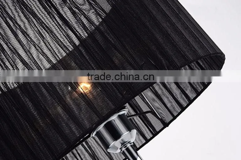 Modern design K9 black crystal table lamp with fabric lampshade