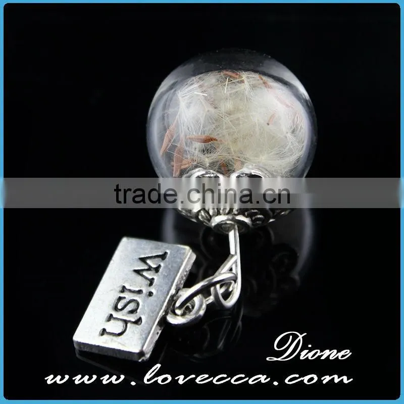 Vintage style jewelry antiqued bronze flower cap bail wish vial drop glass bottle pendant vial
