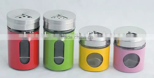 colored glass stainless steel coating cruet/seasoning pot