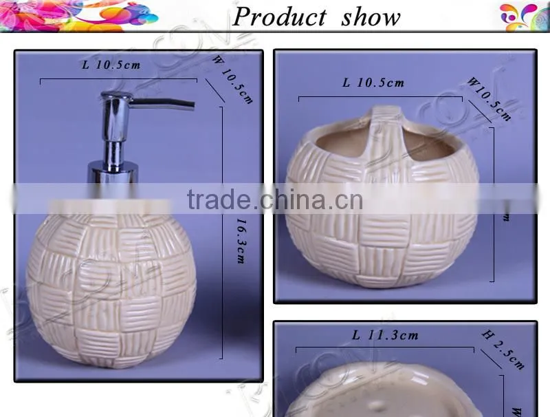 2014 Hot sale 3 pcs bathroom set ceramic bath accessory