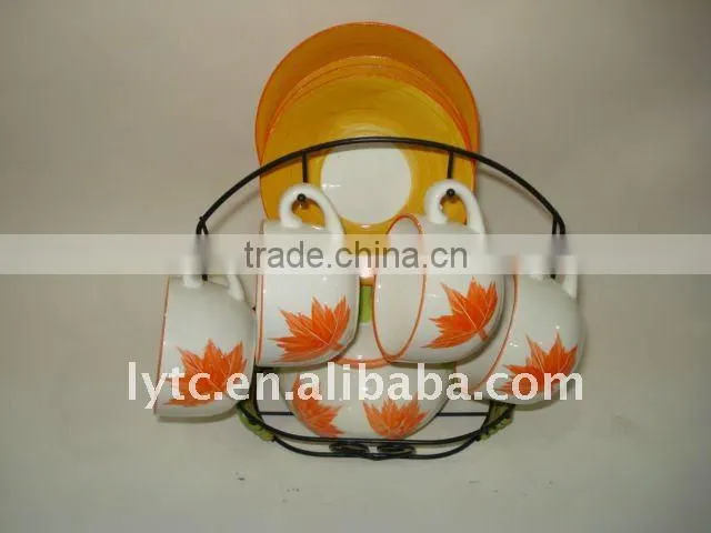 ceramic tea set with iron stand