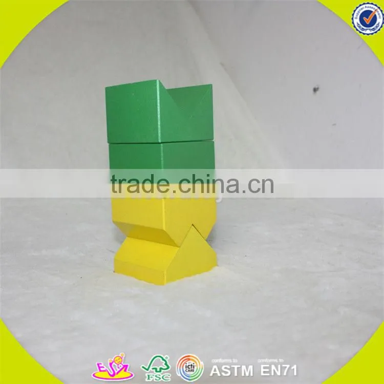 wholesale hot colorful baby wooden stacking blocks toy new fashion kids wooden stacking blocks game toy W13E070