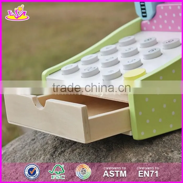 2017 new design children preschool wooden toy credit card machine W10A059