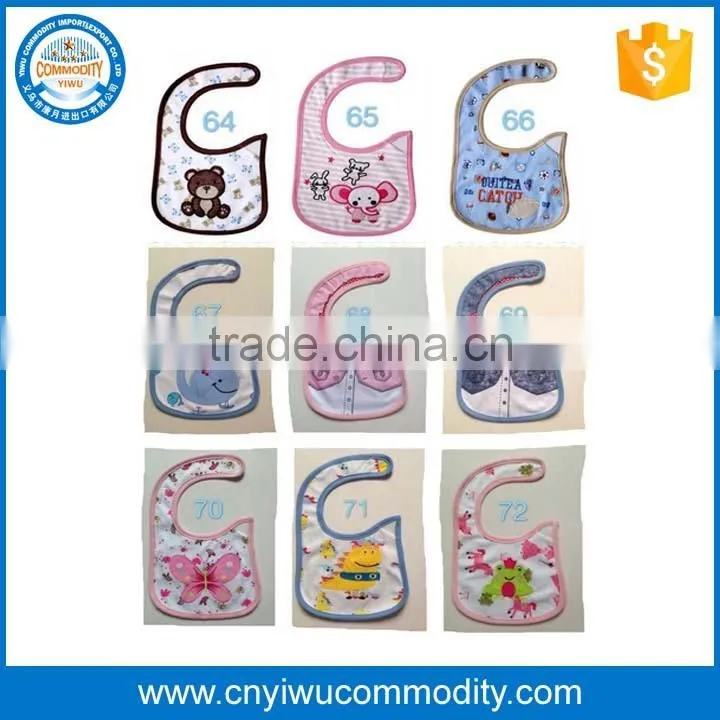 New embroidery cute baby bibs animals cotton baby bandana bibs