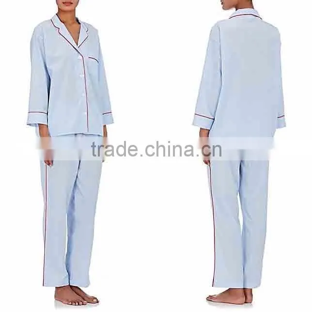 Wholesale Custom Made in China Plain Indian Cotton Spandex Cotton Pajama Tops and Pants