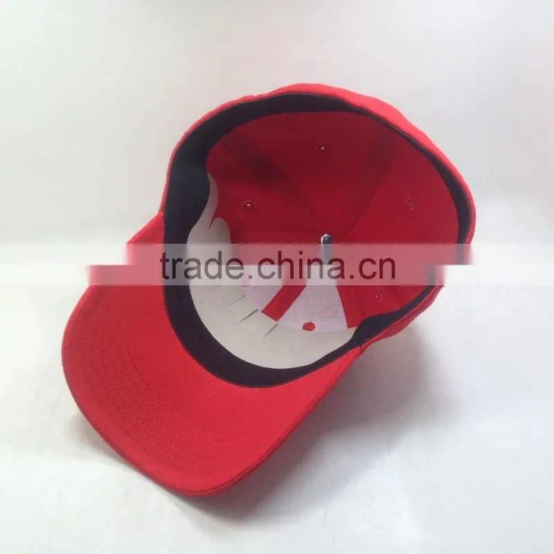 Red Elastic Band Flexfit Caps With 3D Embroidery Sport Hats