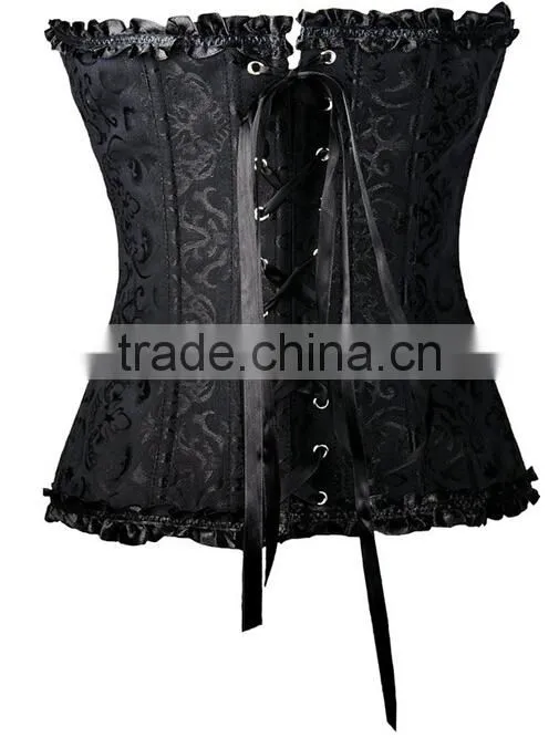 Women's Floral Print Pin Up Boned Overbust Waist Cincher Corset Red Top