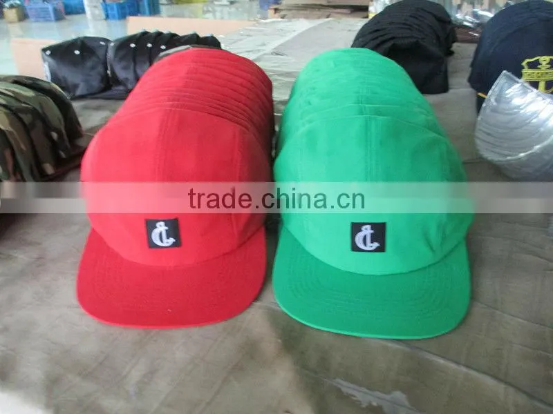 Stylish animal tiger pattern woven lable tag canvas 5 panel cap