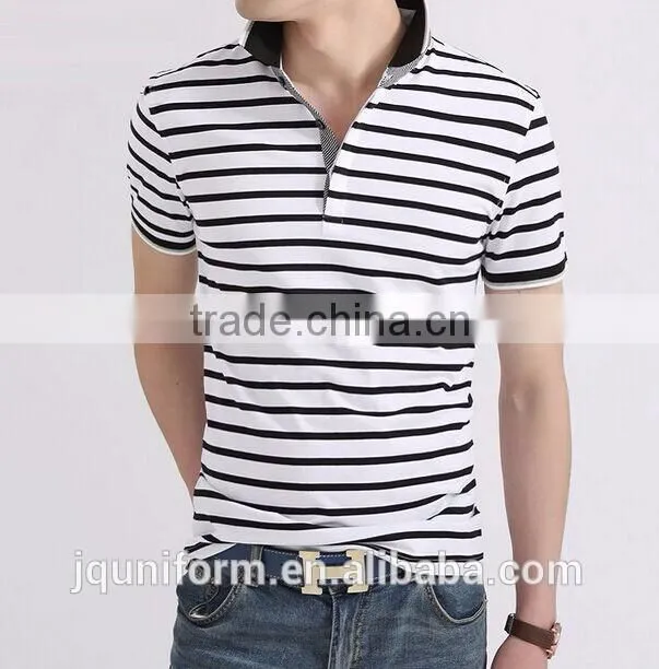 custom hot selling lowest price plain casual black and white stripe mem's t-shirt wholesale for sale
